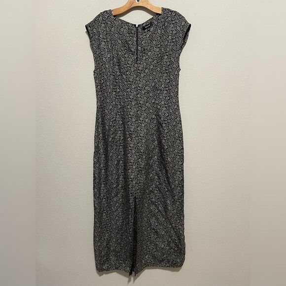 Madewell Cap-Sleeve V-Neck Midi Dress in Floral Cupro-Blend Size 8 in True Black - Picture 8 of 13